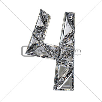 Crystal triangulated font number FOUR 4 3D