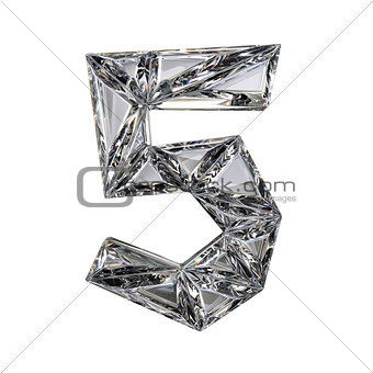Crystal triangulated font number FIVE 5 3D
