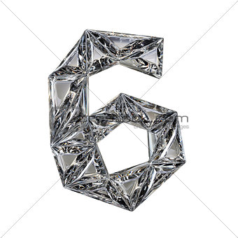 Crystal triangulated font number SIX 6 3D