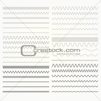 Set of wavy lines  - zigzag and squiggly borders collection