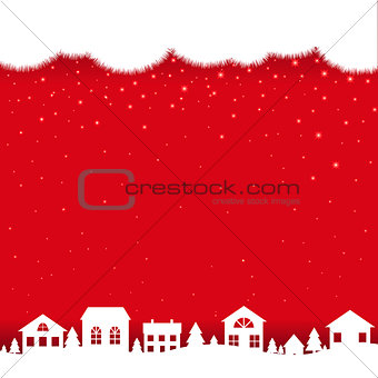 Xmas Postcard With Houses
