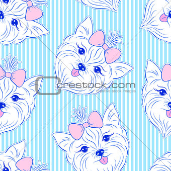 Seamless pattern with head of dog