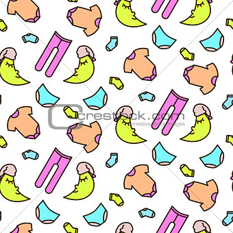 Toddler line icon cute tender vector pattern.