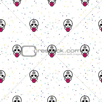 Skull funny seamless vector pattern.
