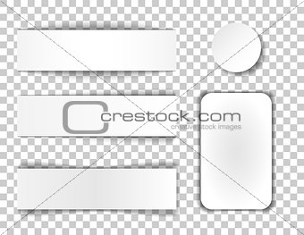 Set of Banners with shadow. Collection of white note papers. Paper separators, dividers. Vector illustration.