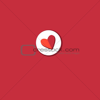 Vector red heart icon on bright background