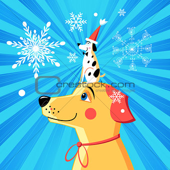 New Year card funny dog