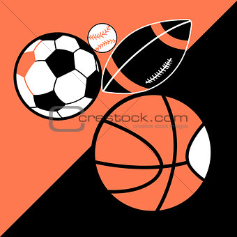 Vector bright poster different sport balls 