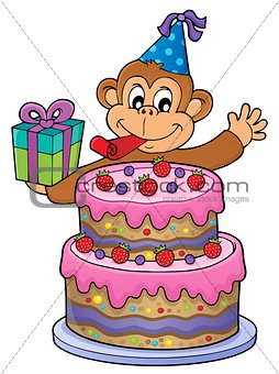 Cake and party monkey theme 1