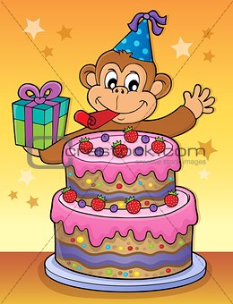 Cake and party monkey theme 2