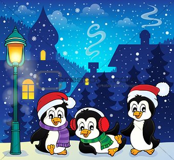 Christmas penguins thematic image 1