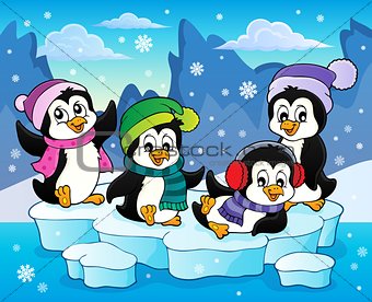 Happy winter penguins topic image 2