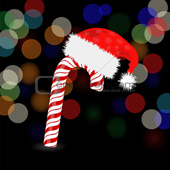 Candy Cane and Hat of Santa Claus