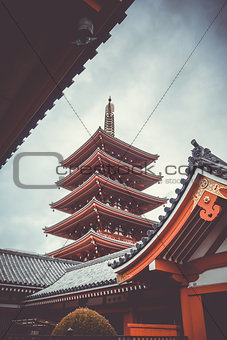 Pagoda in Senso-ji temple, Tokyo, Japan