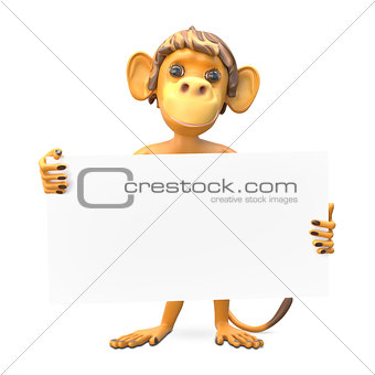 3D Illustration of a Monkey with a White Background