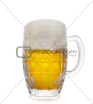 A glass of foam beer