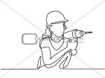 Woman holding drill tool