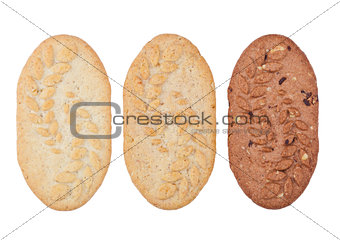 Healthy bio breakfast grain biscuits on white