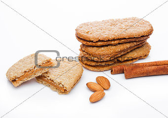 Healthy bio breakfast grain biscuits with almonds