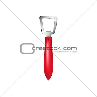 Bottle opener with red handle
