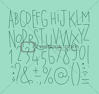 Alphabet straight lines font turquoise