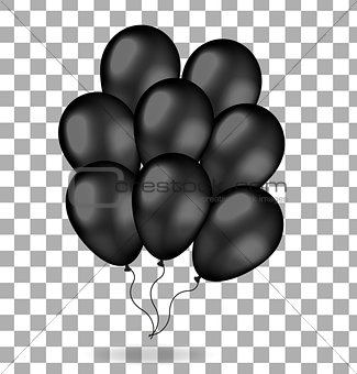 Realistic bunch of black balloons. 3d balloons for black Friday. Isolated on white background. Vector illustration.