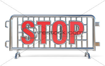 Steel barricades STOP sign 3D