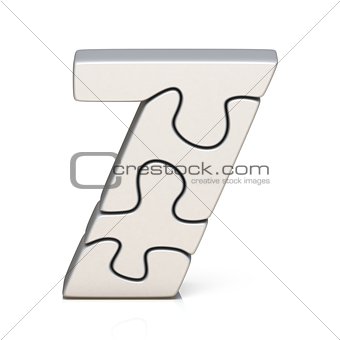 White puzzle jigsaw number SEVEN 7 3D