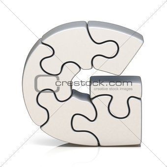 White puzzle jigsaw letter G 3D