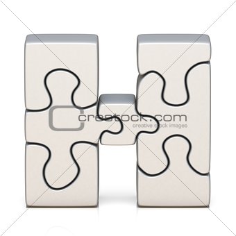 White puzzle jigsaw letter H 3D