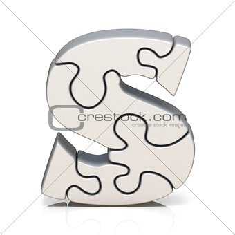 White puzzle jigsaw letter S 3D