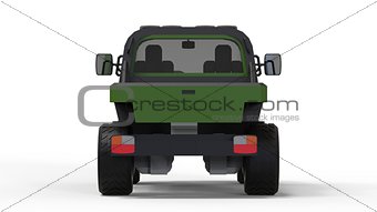 Special all-terrain vehicle for difficult terrain and difficult road and weather conditions. 3d rendering.