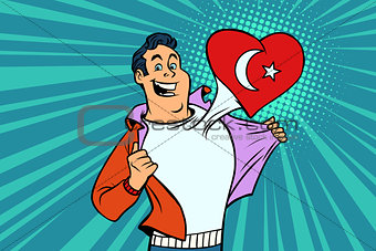 Turkey patriot male sports fan flag heart