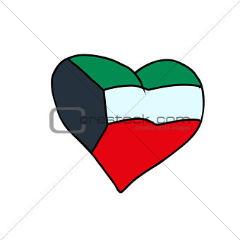 Kuwait isolated heart flag on white background