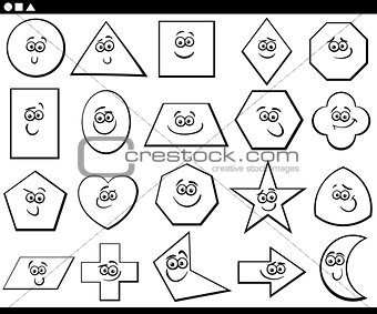 black and white cartoon basic geometric shapes