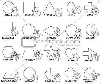 basic geometric shapes with animal characters