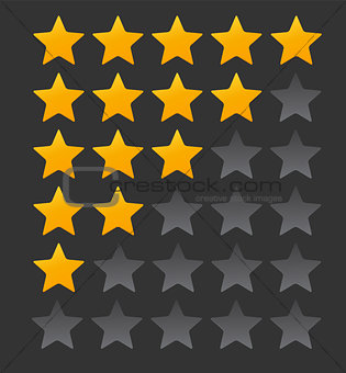 Star Rating.  Evaluation System and Positive Review Sign. Vector Illustration