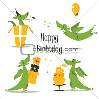 Cute dragon celebrating birthday