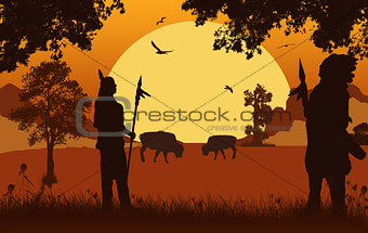 Native american indian silhouettes