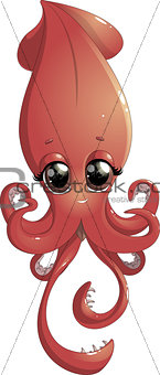 cartoon cheerful squid