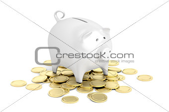 Piggy bank and coins 