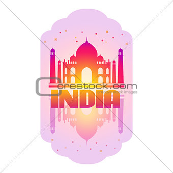 Taj Mahal Card on white background. Vector illustration.