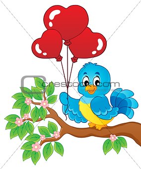 Bird with heart shaped balloons theme 2