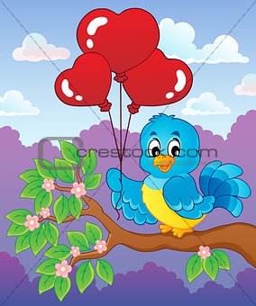 Bird with heart shaped balloons theme 3