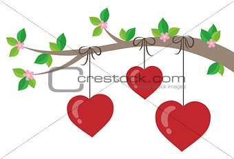 Branch with stylized hearts theme 1