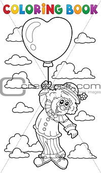 Coloring book clown with balloon