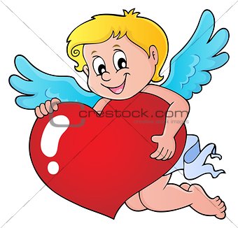 Cupid holding stylized heart image 1