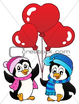 Valentine penguins thematics 1
