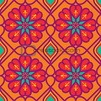Ethnic Vector Pattern with floral ornament.
