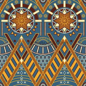 Vector tribal seamless pattern with primitives in Indian or Afri